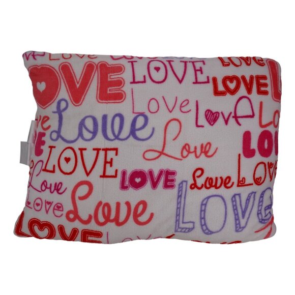 White Throw Pillow Decor with Print "Love" - Picture 4 of 4